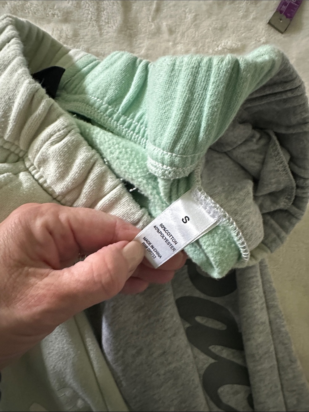 Pac Sun Colorblock Joggers in Mint Green and Light Gray - Picture 5 of 7